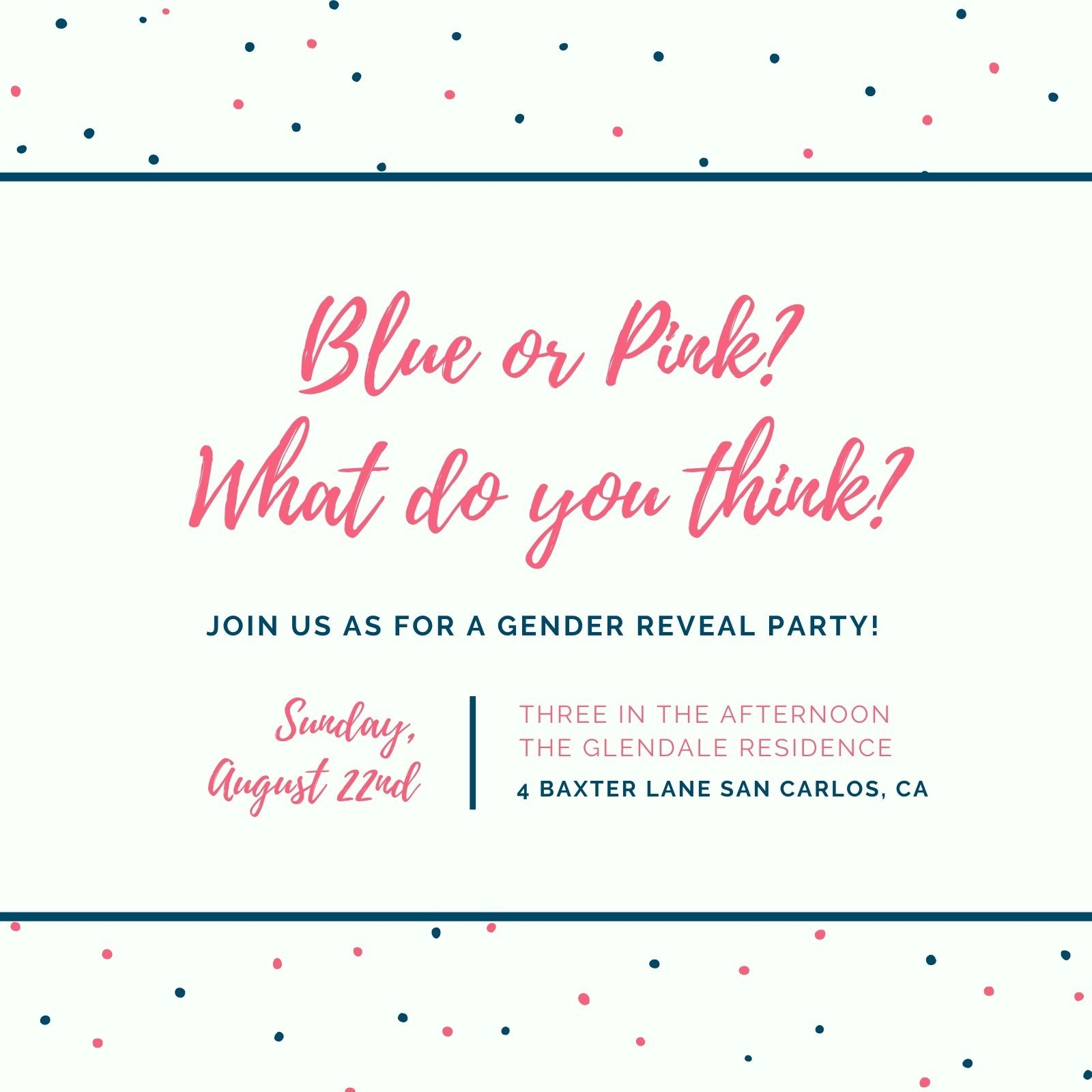 Free Custom Printable Gender Reveal Invitation Templates Canva