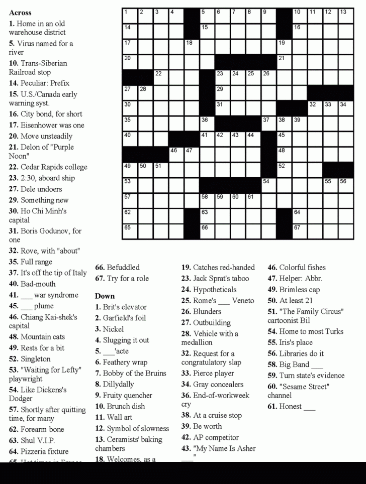 easy crossword puzzles printable for adults