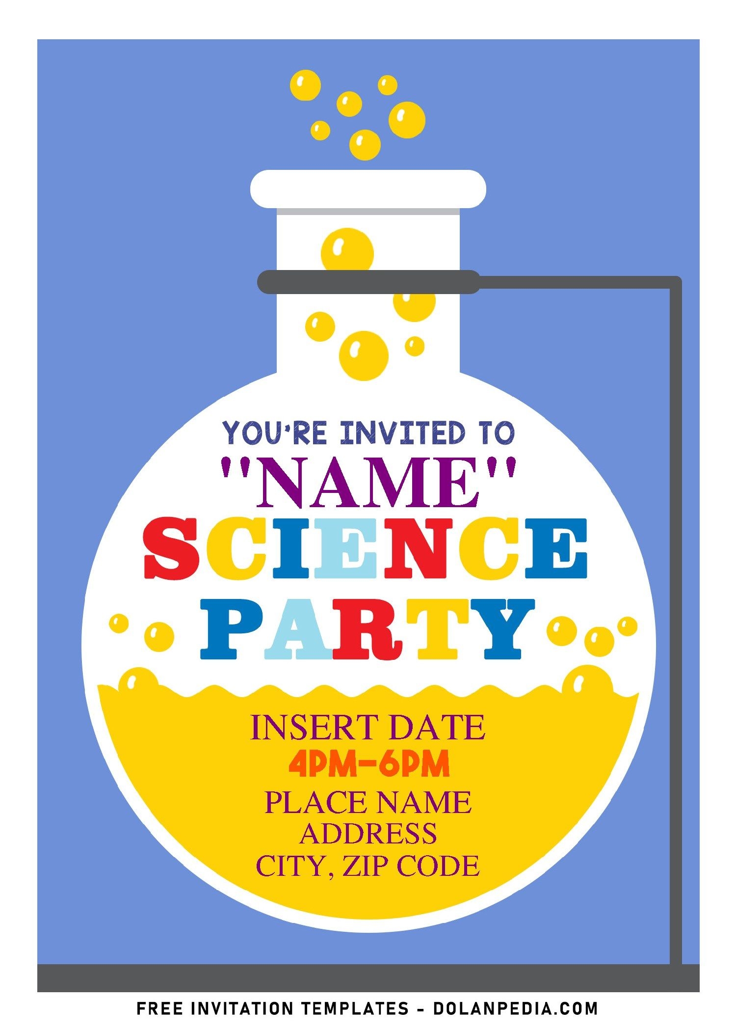Free Editable PDF Colorful Science Party Invitation Templates For
