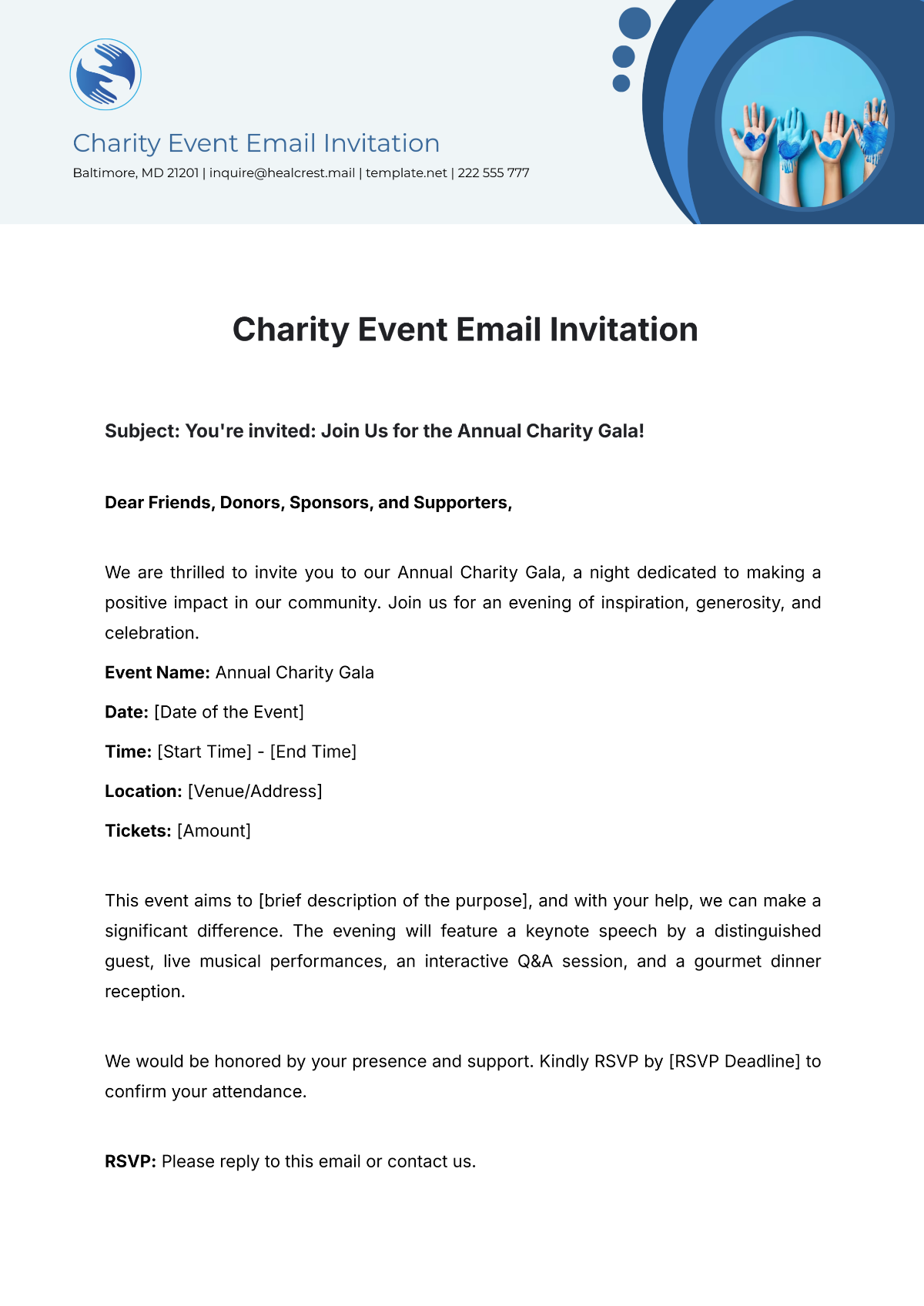 Free Email Invitation Template To Edit Online