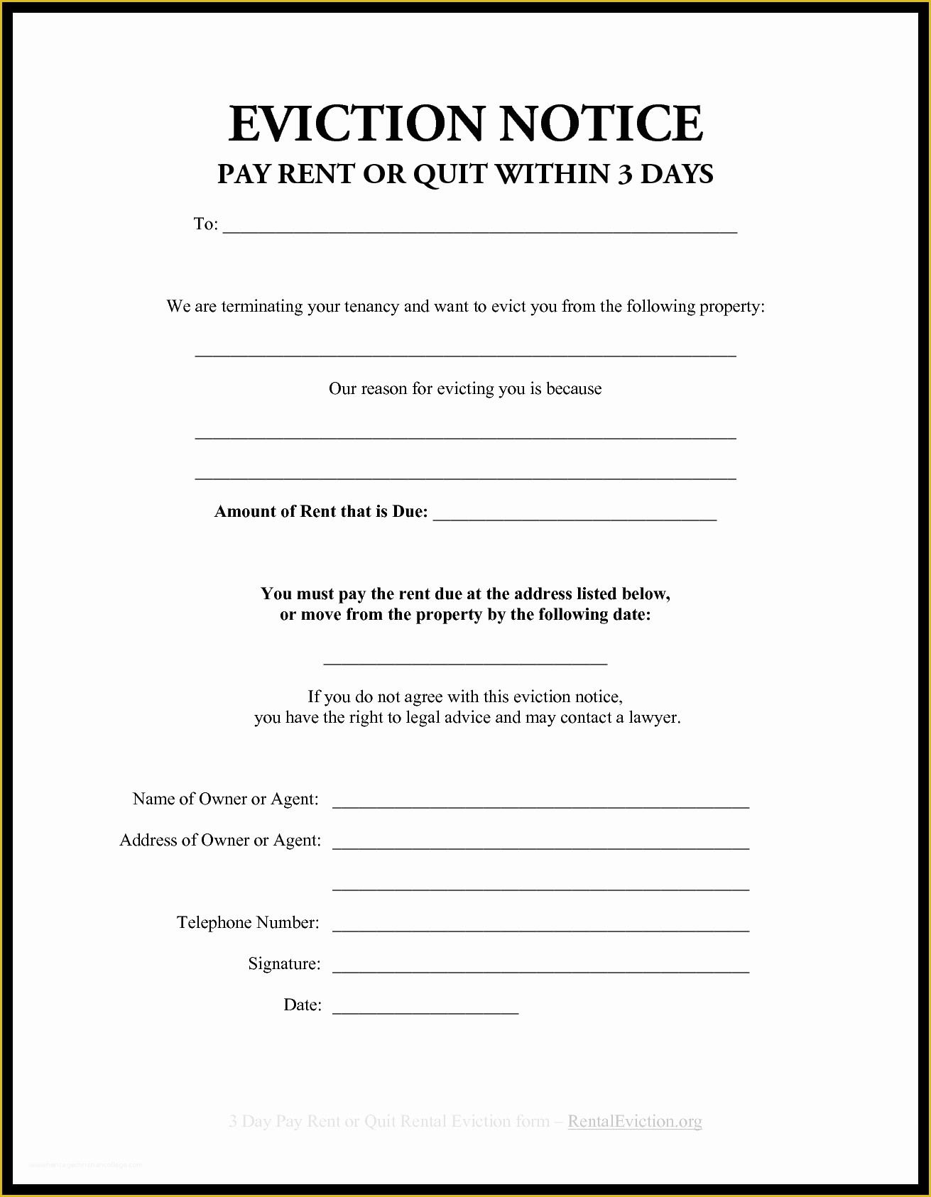 Free Eviction Notice Template Of Free Printable Eviction Notice
