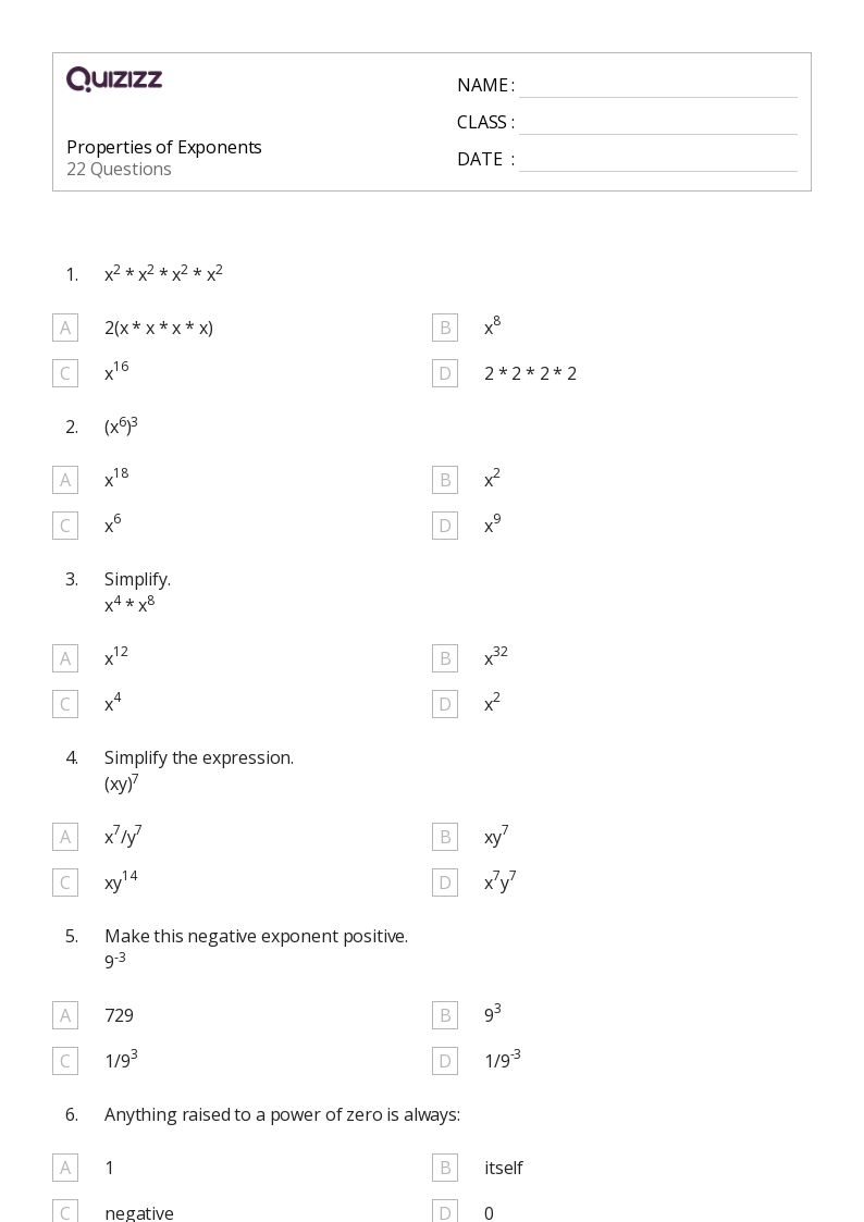 Free Exponent Properties Worksheet Answers Download Free Exponent 