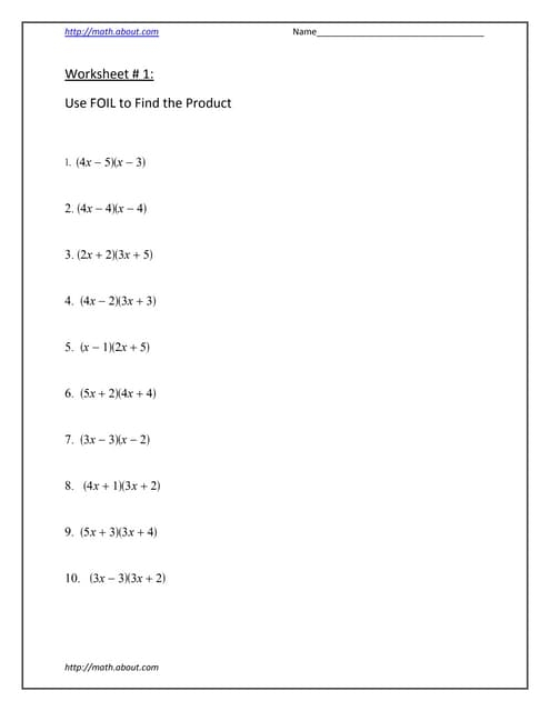 dificult foil worksheet with answers pdf
