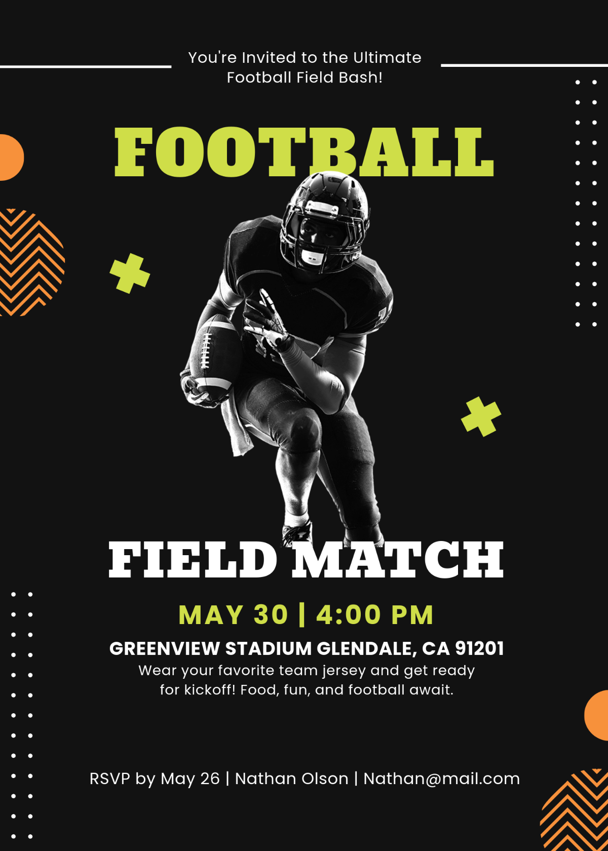 Free Football Party Invitation Template To Edit Online