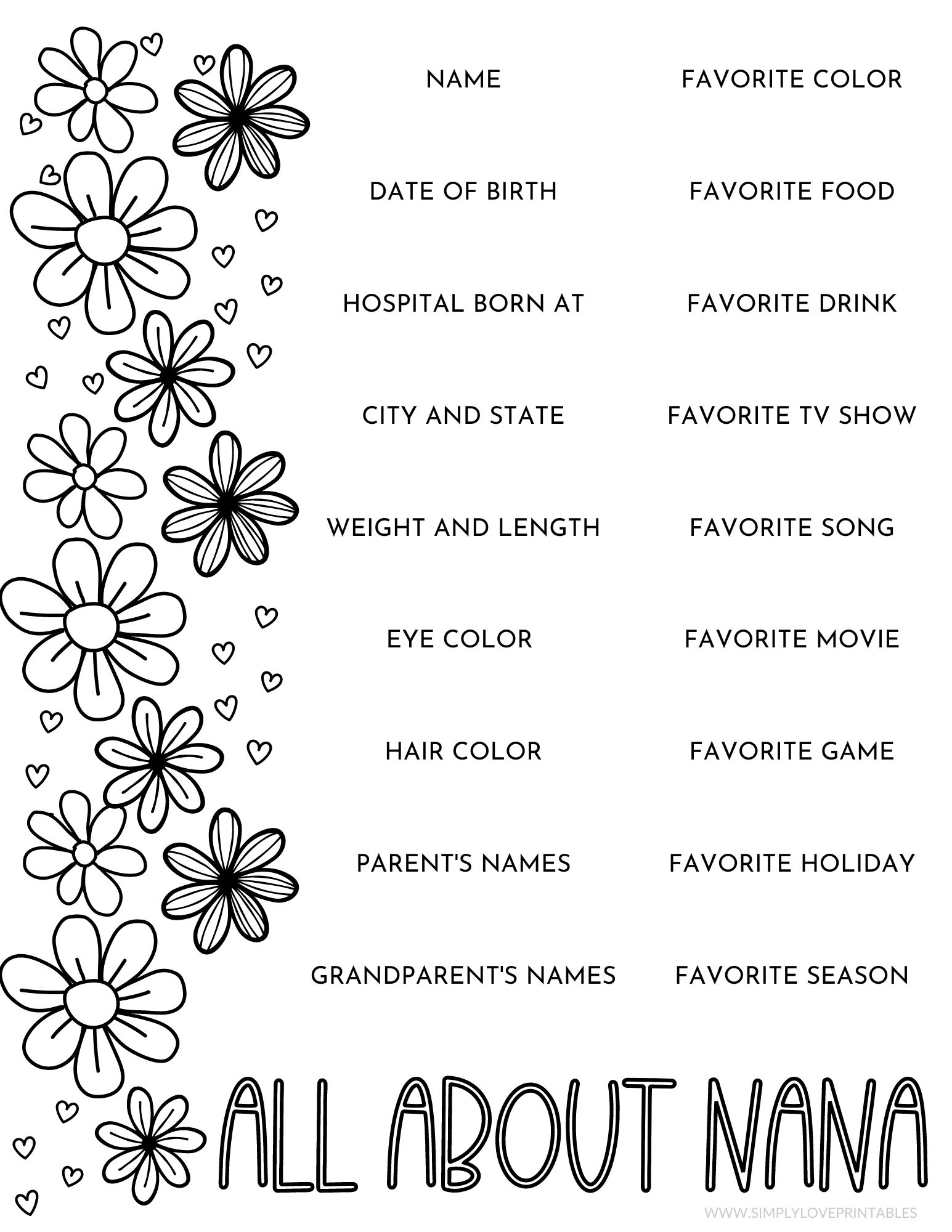 Free Happy Mother 39 s Day Questionnaire Simply Love Printables