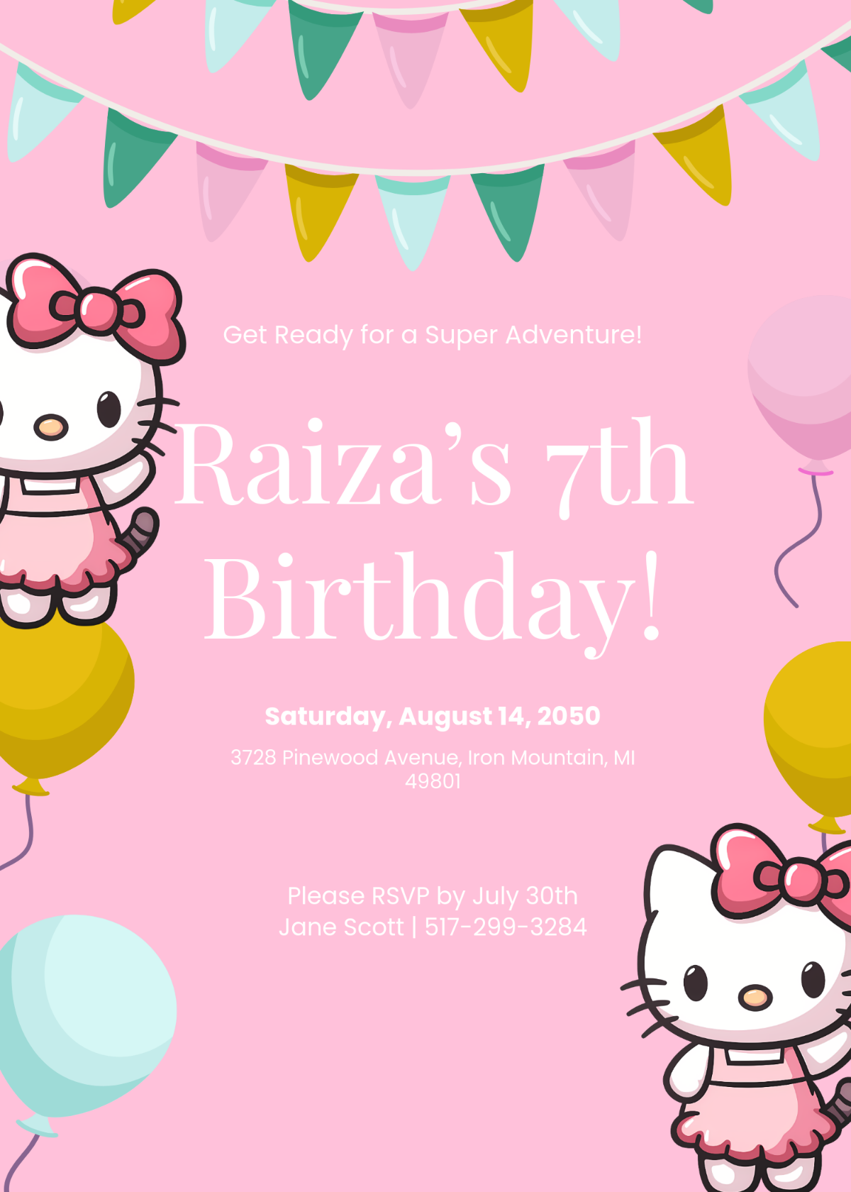 hello kitty invitation template free