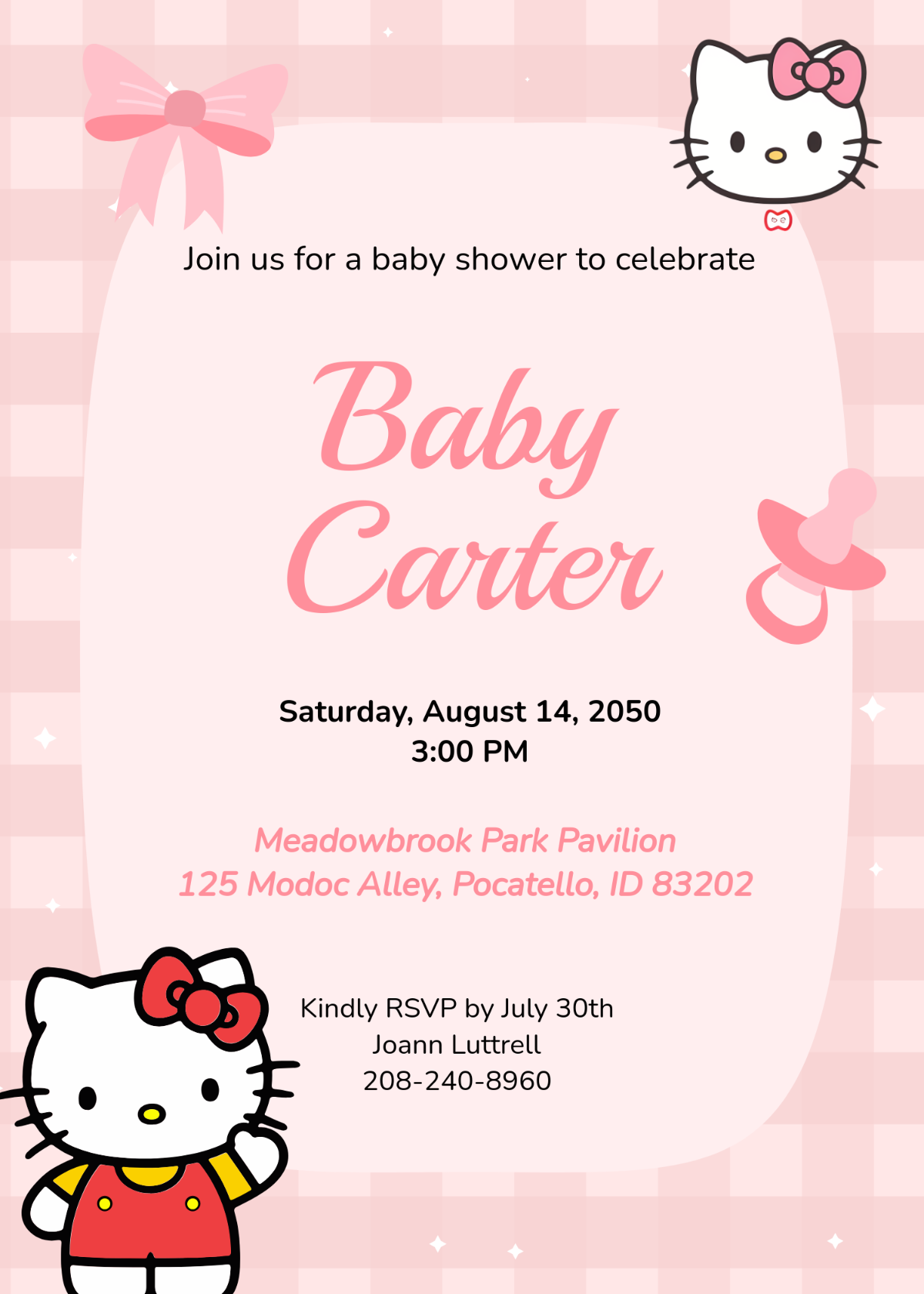 Free Hello Kitty Invitation Template To Edit Online