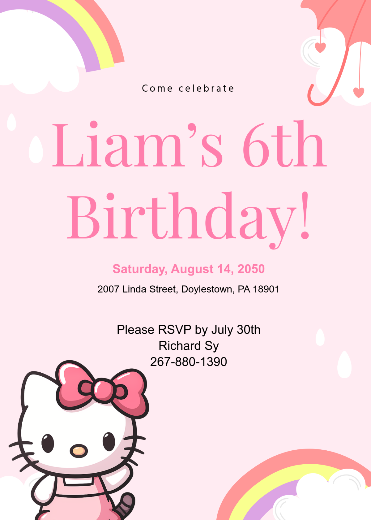 Free Hello Kitty Invitation Template To Edit Online