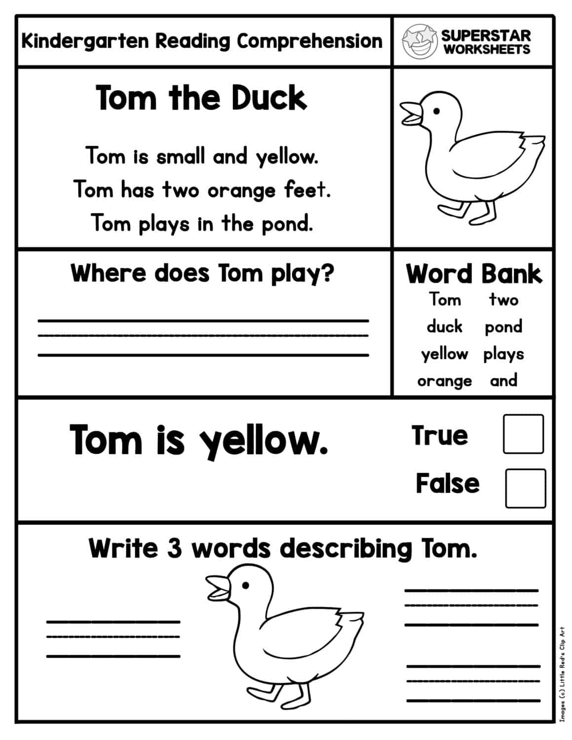 kindergarten comprehension worksheets