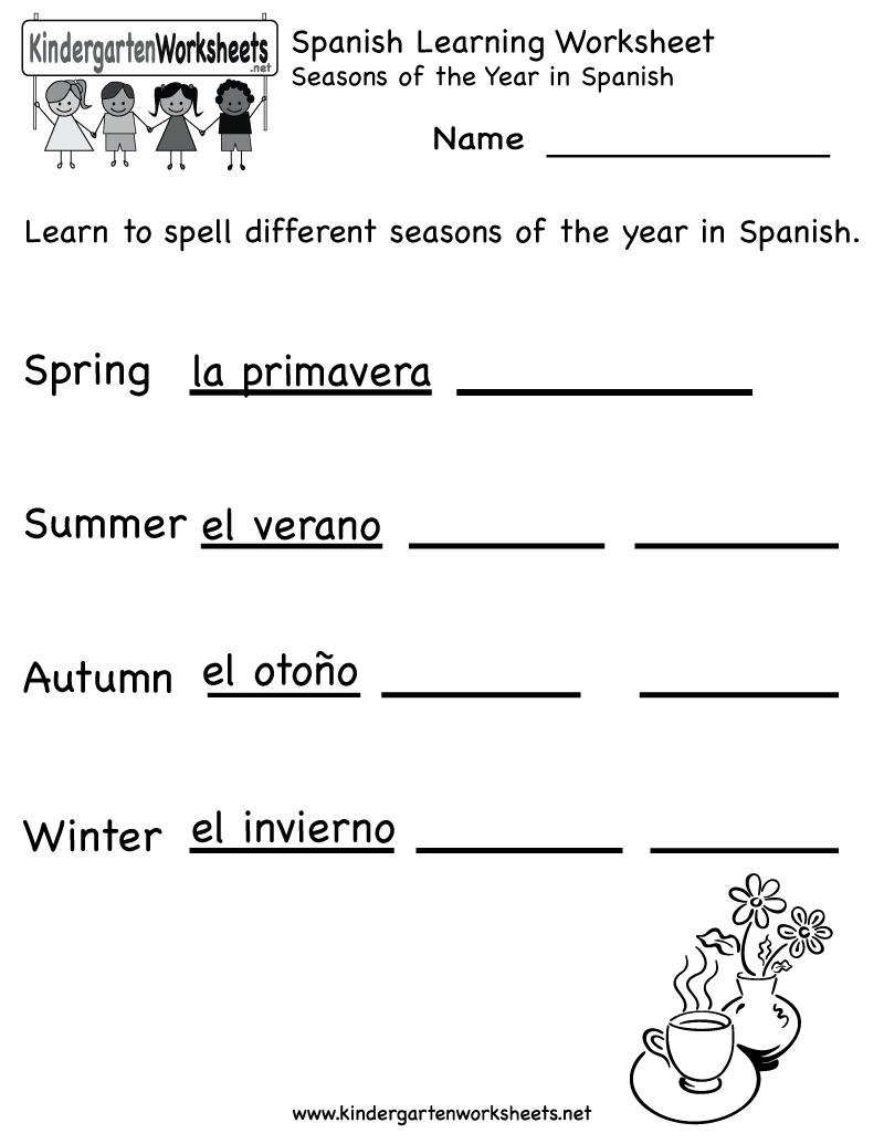 Free Kindergarten Spanish Worksheet Printables Use The Spanish Free 