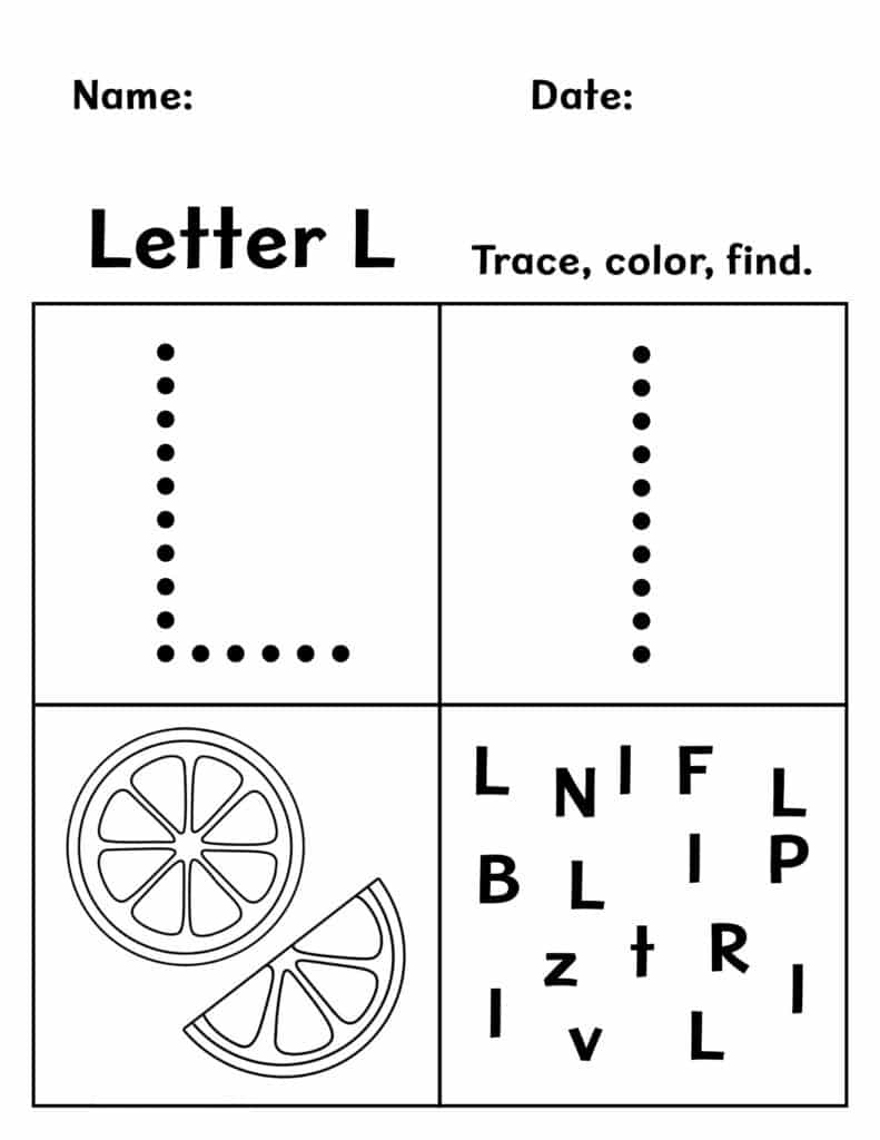 letter l worksheets for preschool