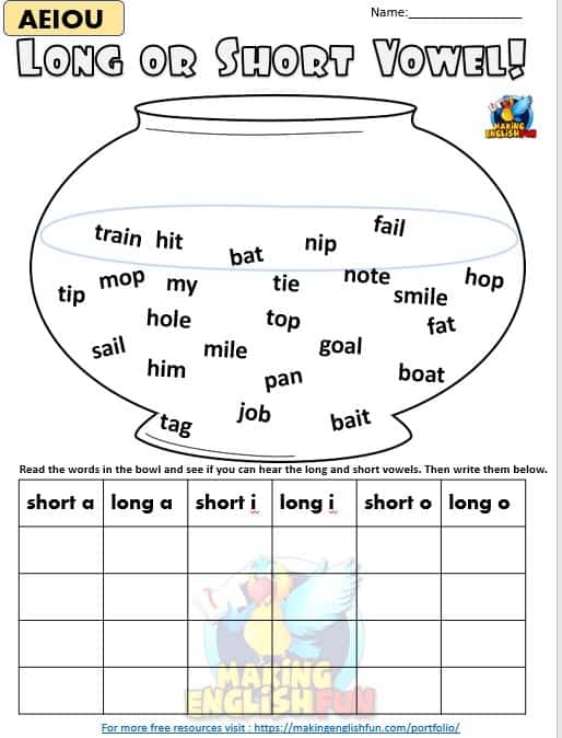 Free Long Vowel And Short Vowel Worksheet Download Free Long Vowel And 