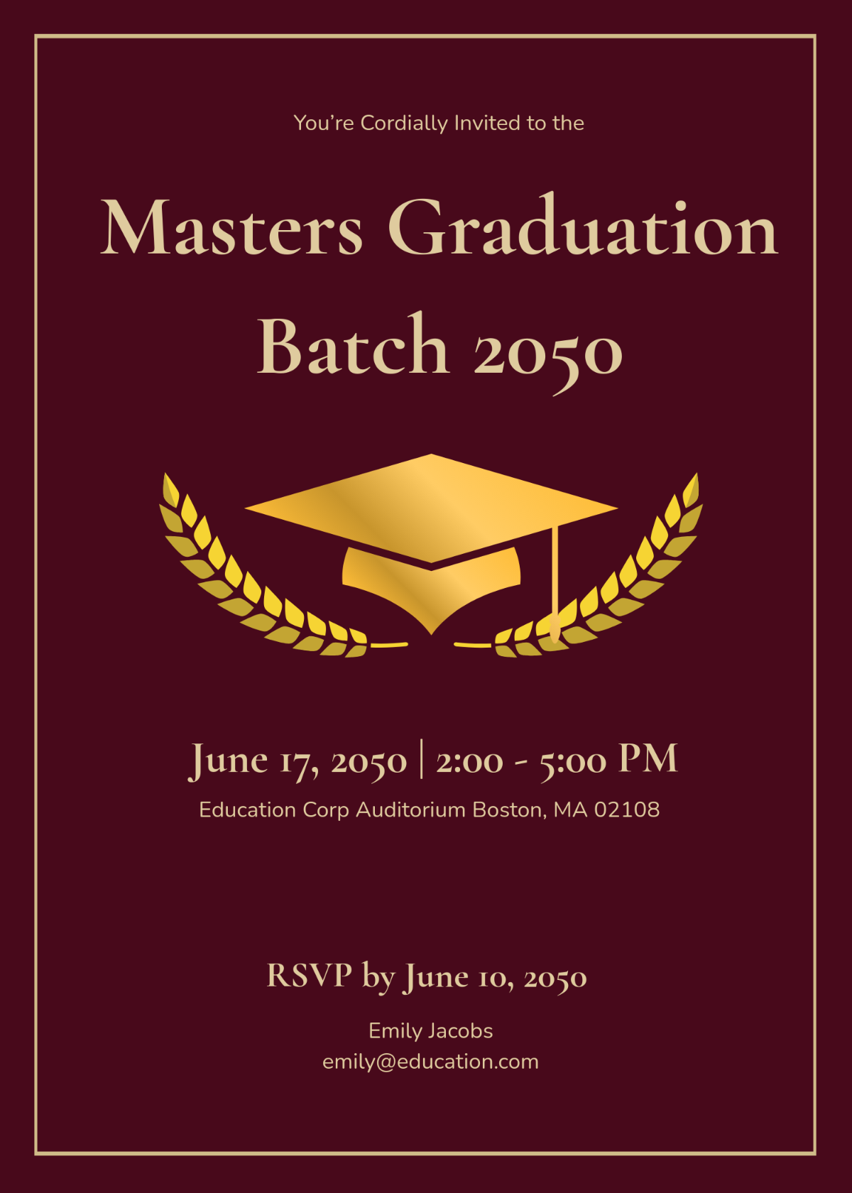masters invitation template