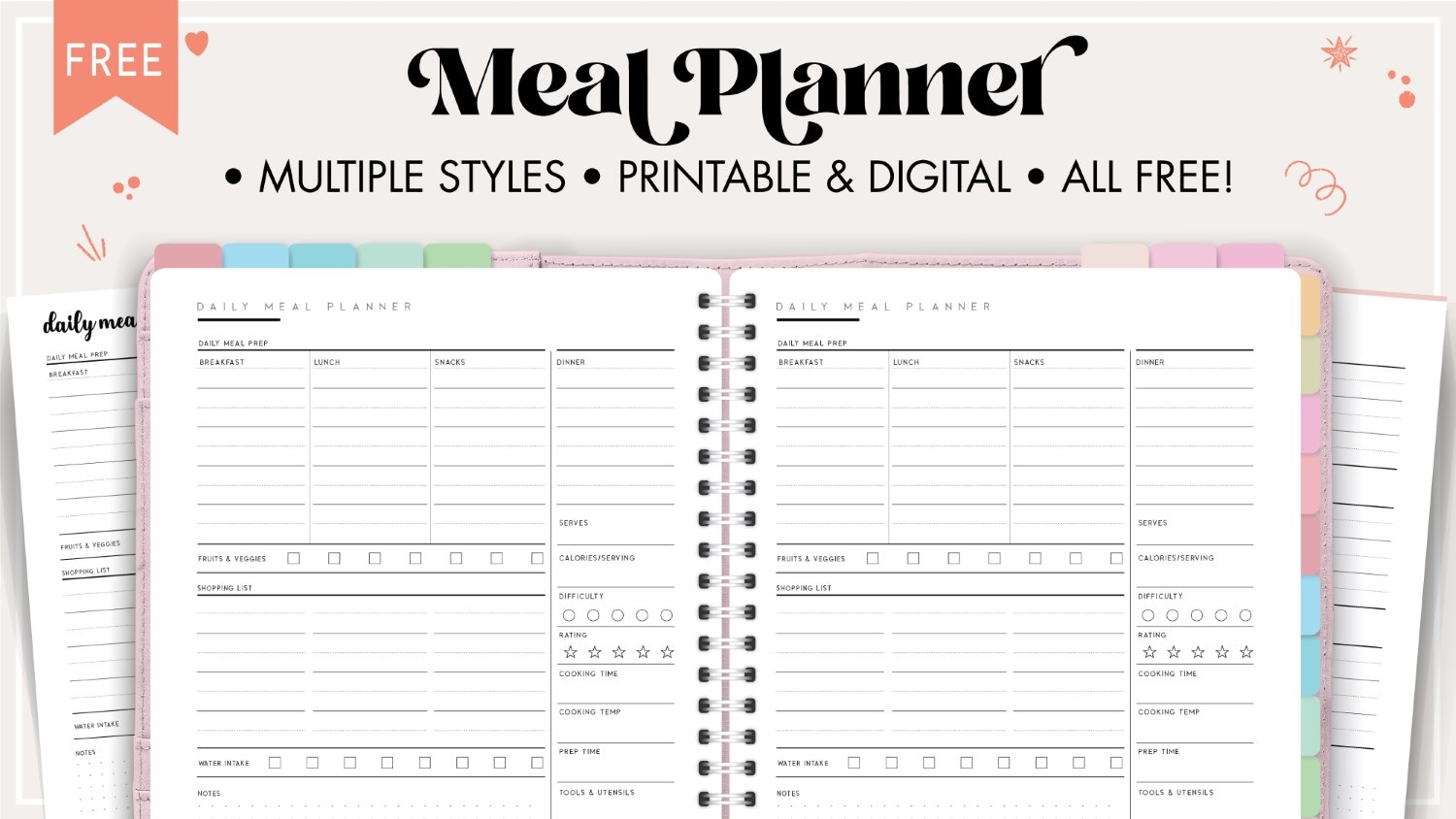 free printable meal planner template