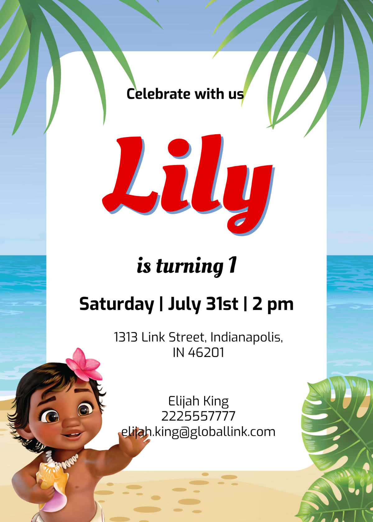 Free Moana Birthday Invitation Template To Edit Online