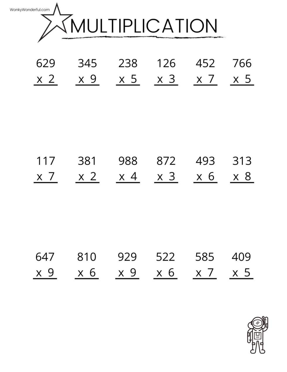 free printable multiplication worksheets 1 12