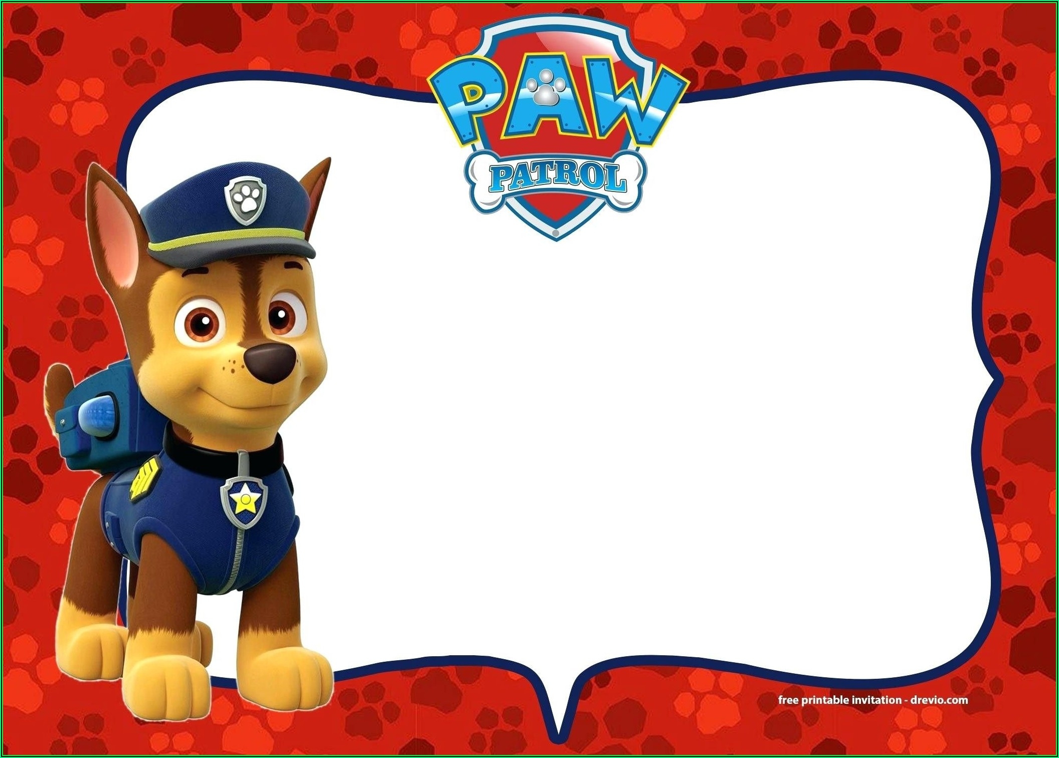 paw patrol birthday invitation template