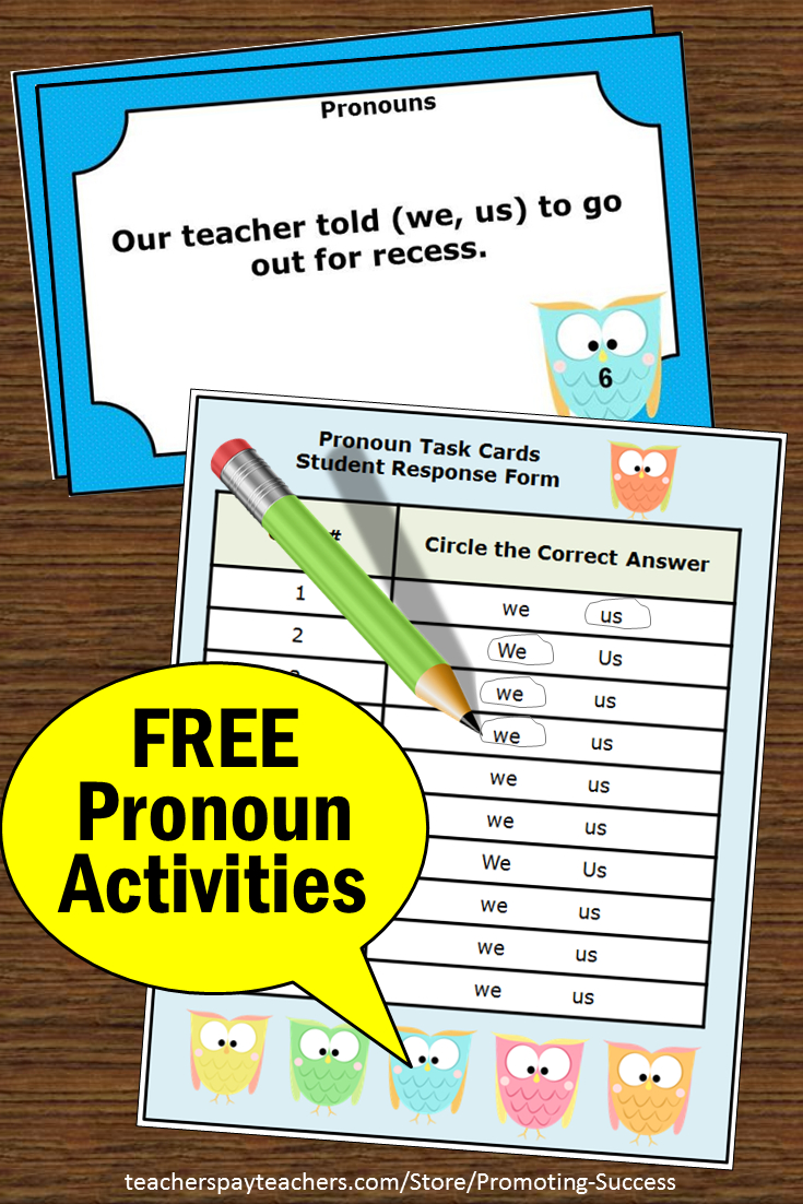 Free Personal Pronouns Task Cards We Or Us Grammar Practice Free 