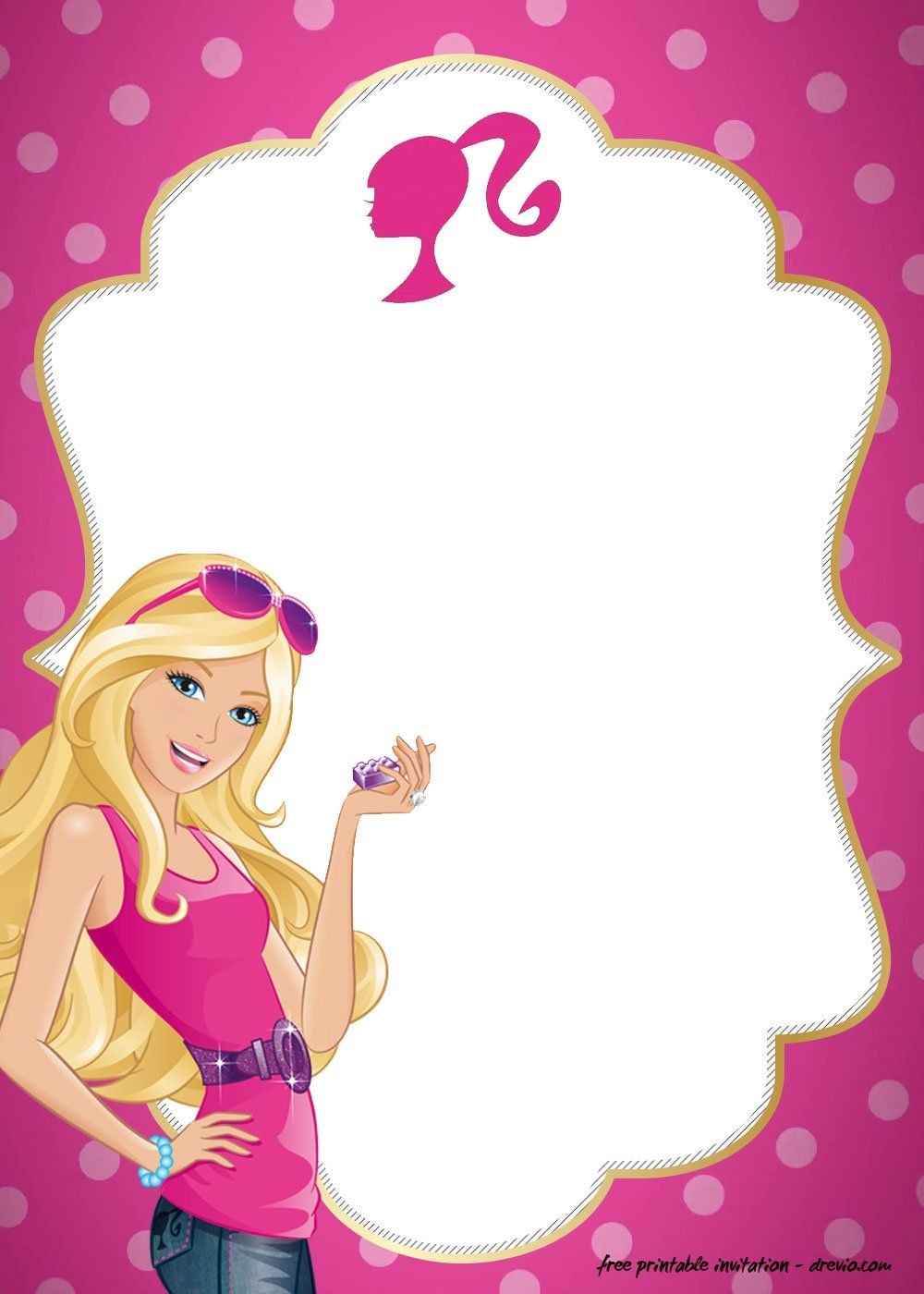 FREE Polkadot Pink Barbie Invitation Templates Barbie Birthday