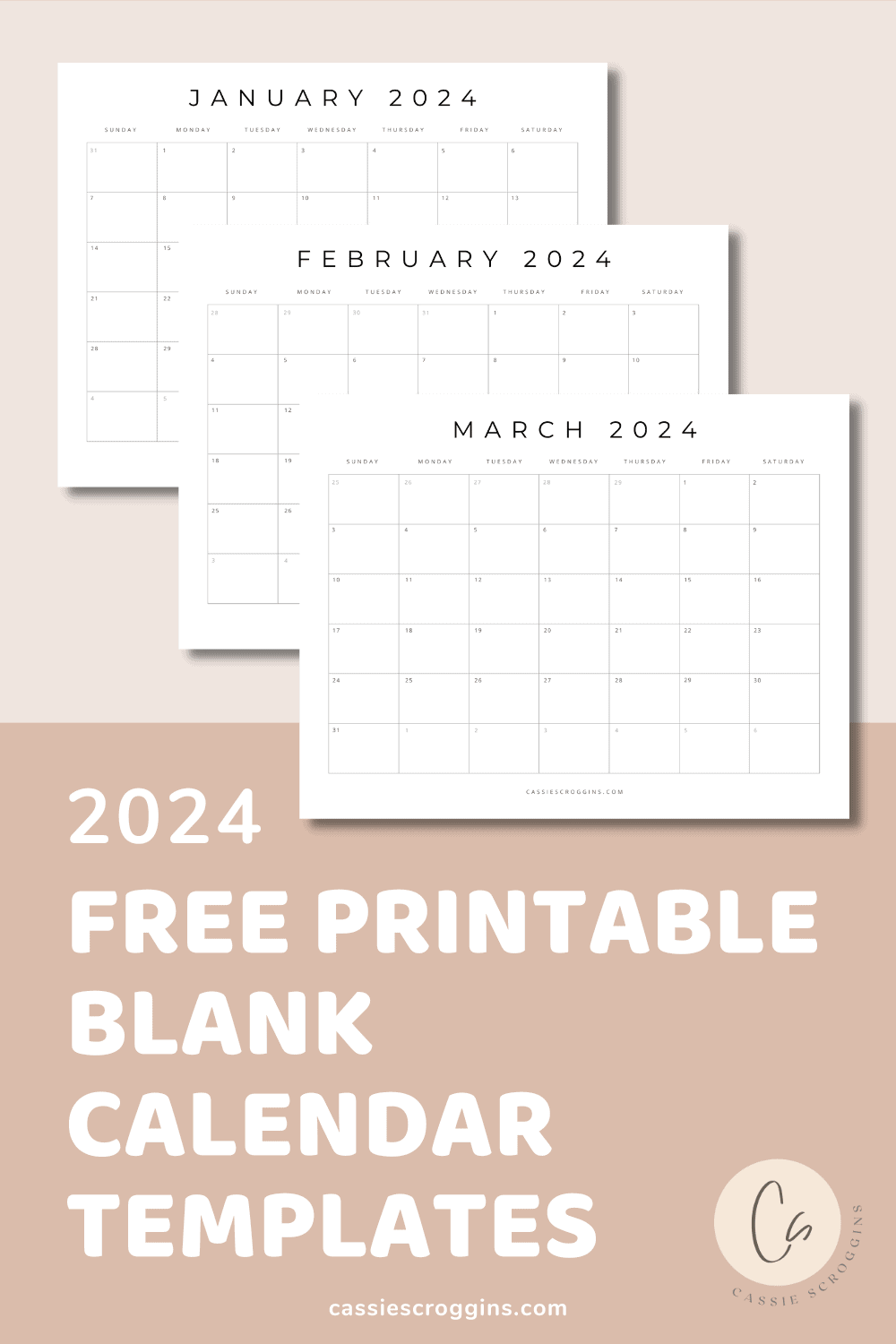 Free Printable 2024 Blank Calendar Templates All 12 Months Blank