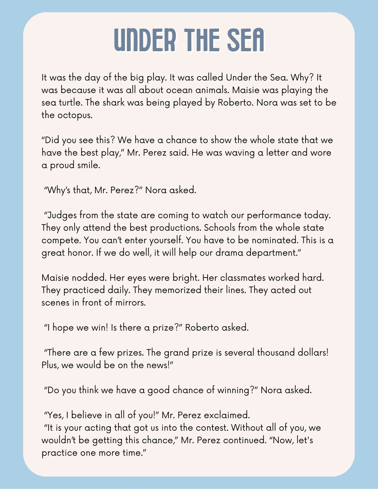 printable reading worksheet for 3rd grade