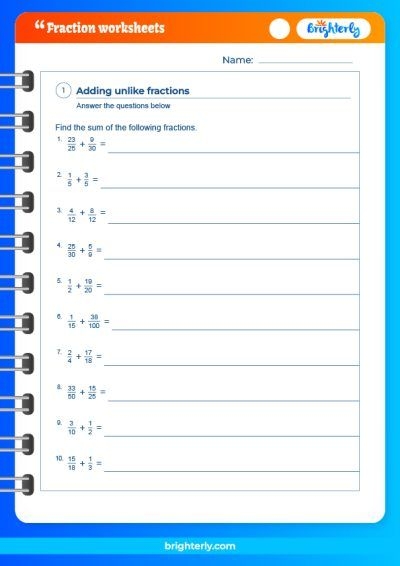 Free Printable 6th Grade Fraction Worksheets PDFs Brighterly