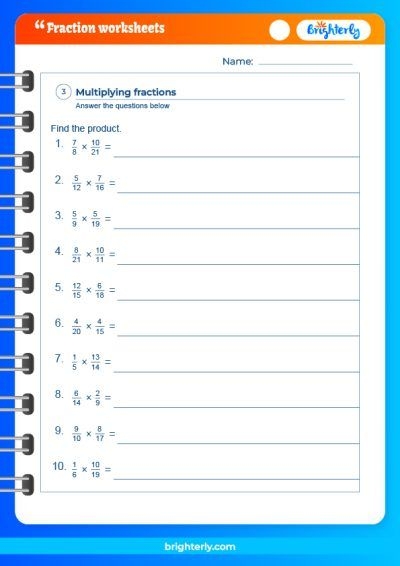 6th grade fraction worksheets