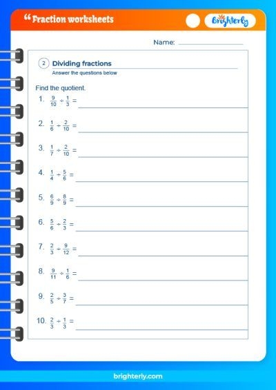 Free Printable 6th Grade Fraction Worksheets PDFs Brighterly