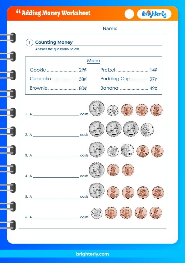 adding money worksheets