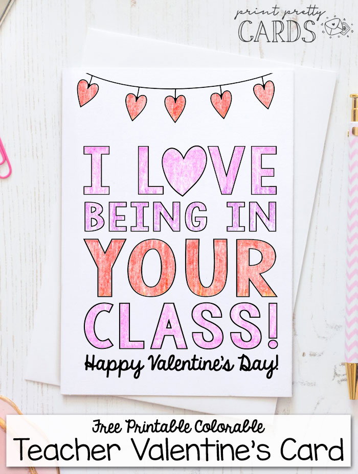 free printable valentines day card for teacher