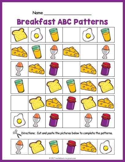 pattern worksheets for kindergarten