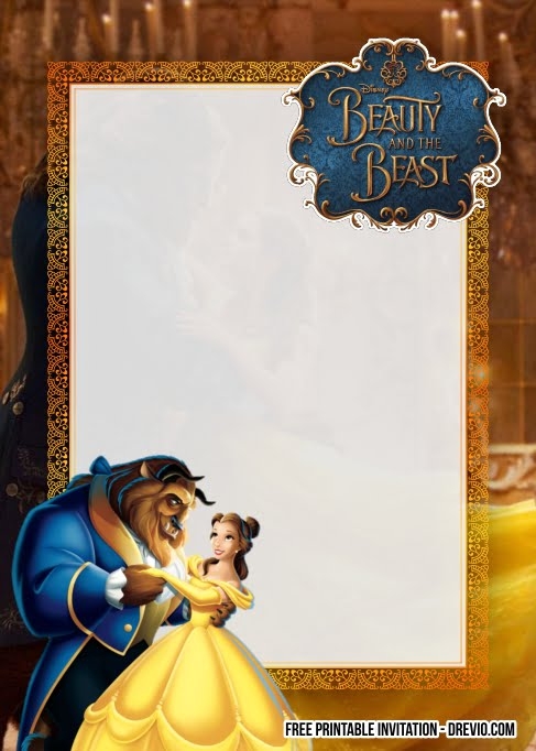beauty and the beast invitation template free