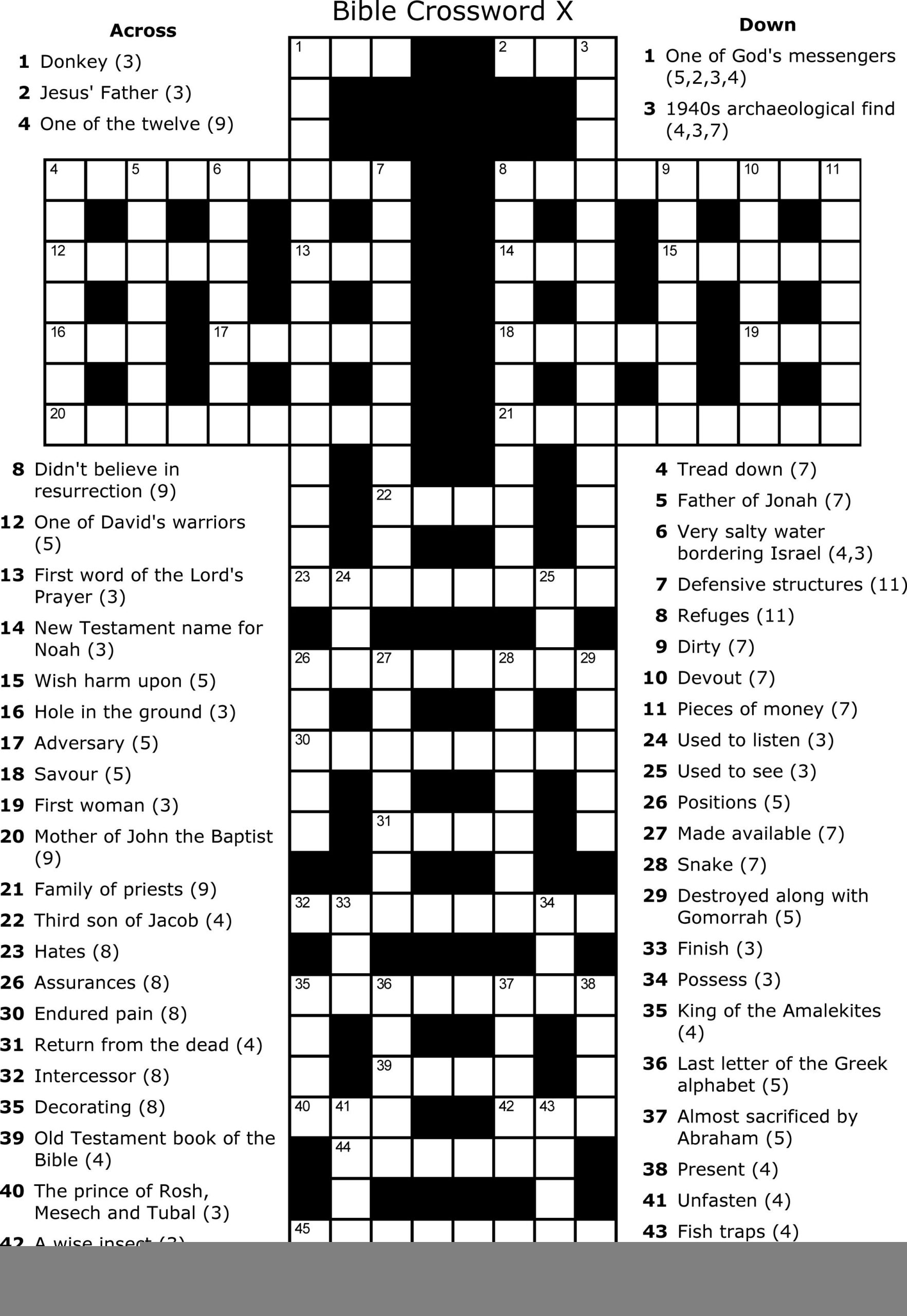 Free Printable Bible Crossword Puzzles Adults Mary Crossword Puzzles