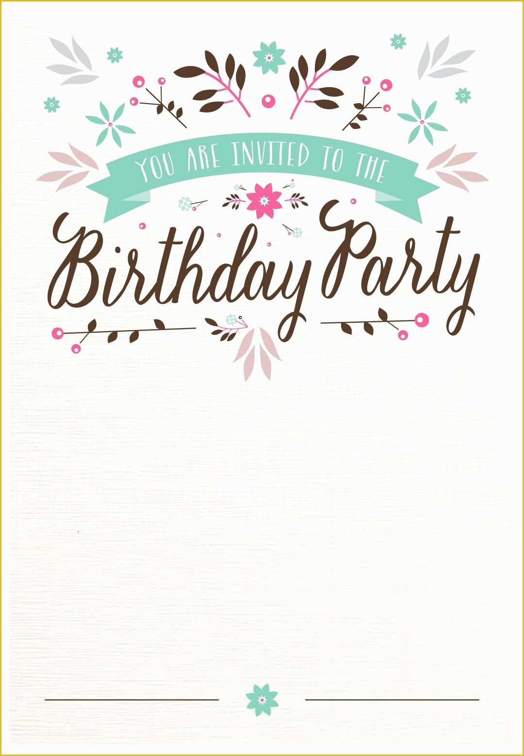 Free Printable Birthday Invitation Cards Templates Of Flat Floral Free 