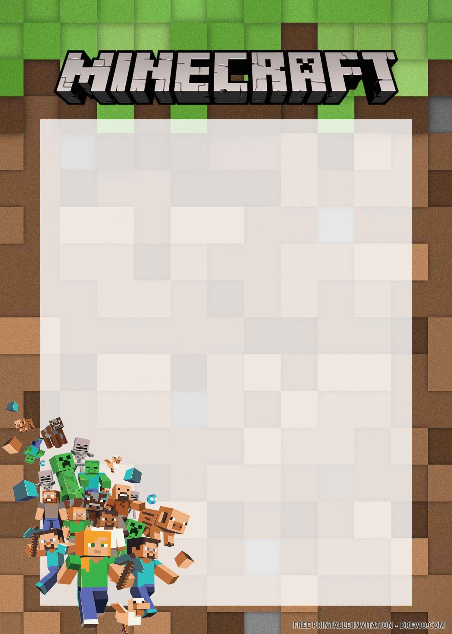 minecraft birthday invitation template