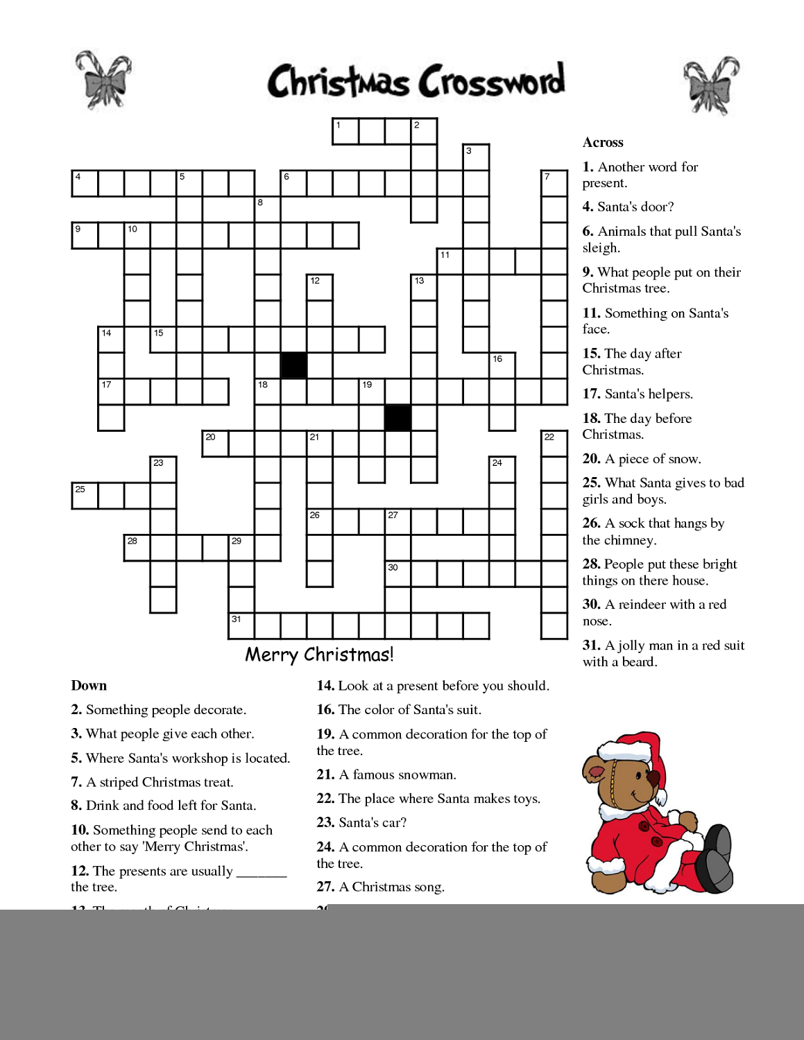 Free Printable Christmas Crossword Puzzles For Adults Free Printable