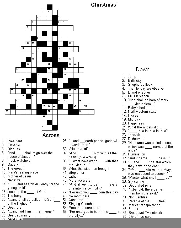Free Printable Christmas Crossword Puzzles For Adults Rossy Printable