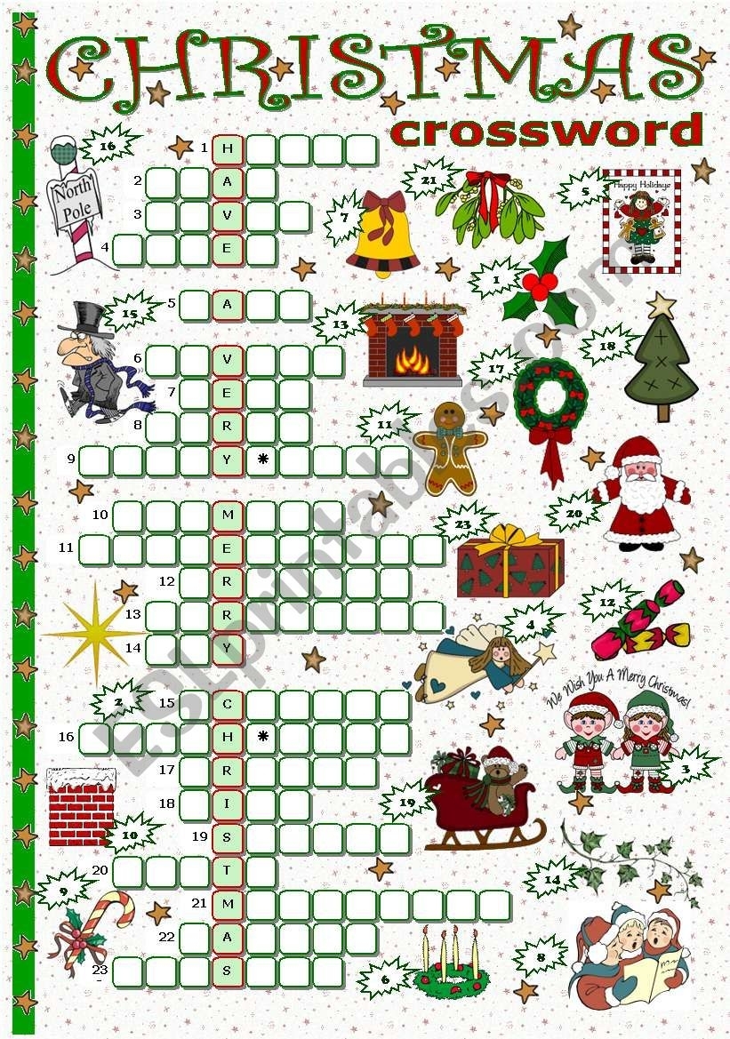 free printable christmas crossword puzzles for adults