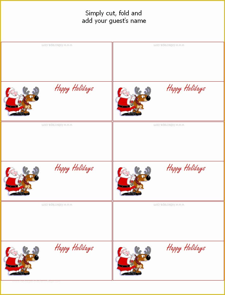 Free Printable Christmas Table Place Cards Template Of Printable Place 