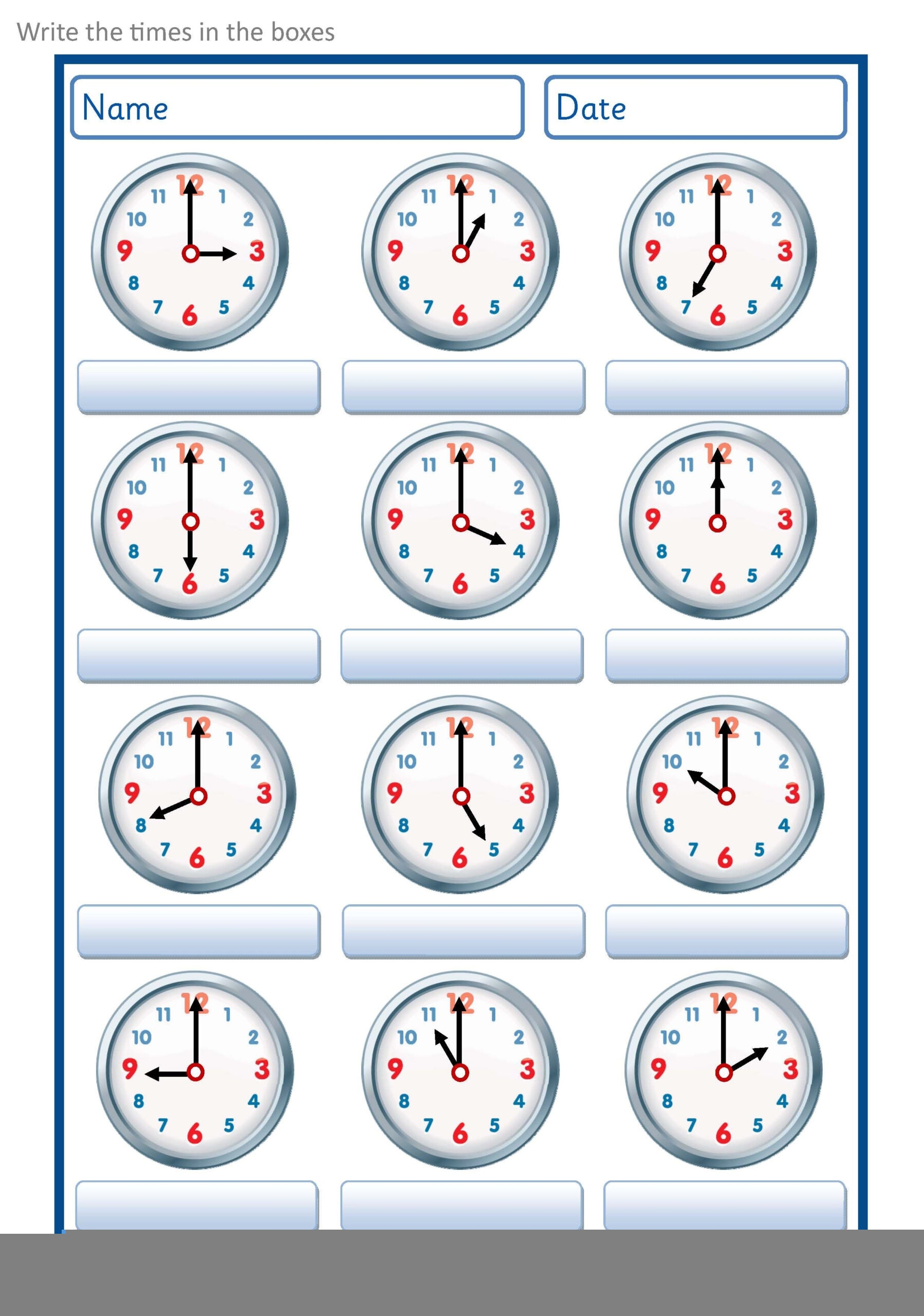 Free Printable Clock Worksheets Printable Worksheets