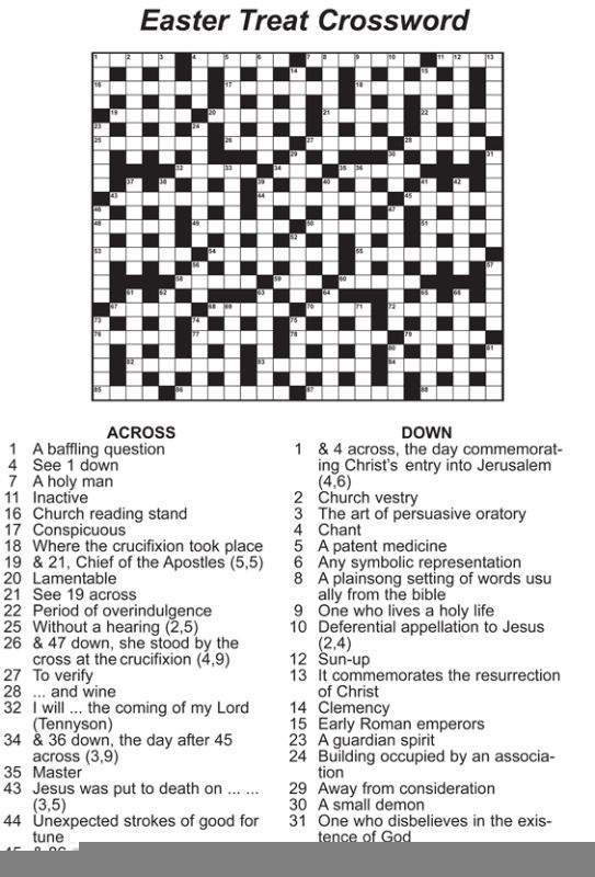 printable easter crossword puzzles