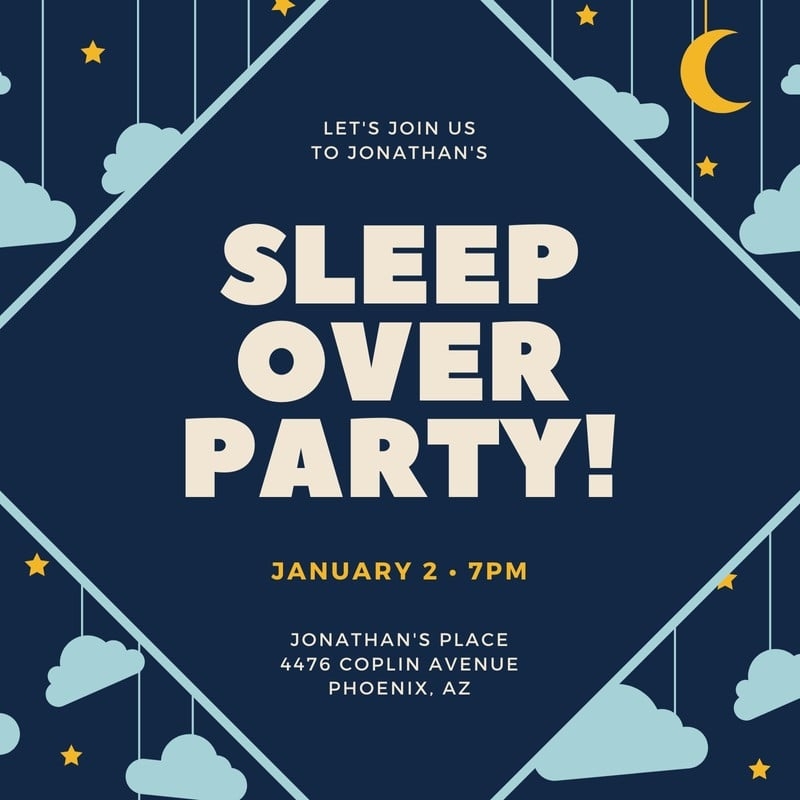 Free Printable Customizable Sleepover Invitation Templates Canva