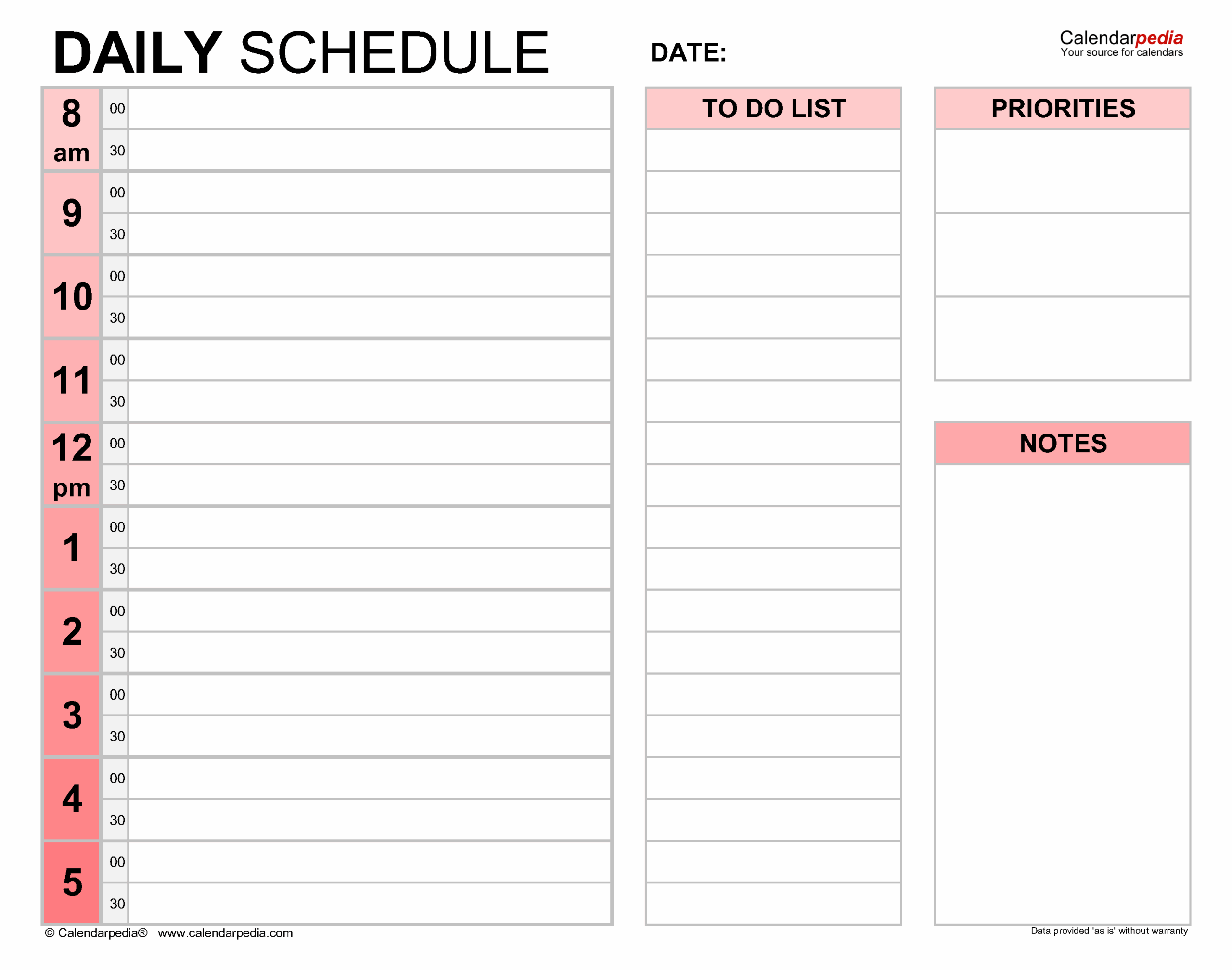 Free Printable Daily Schedule Template Printables Template Free