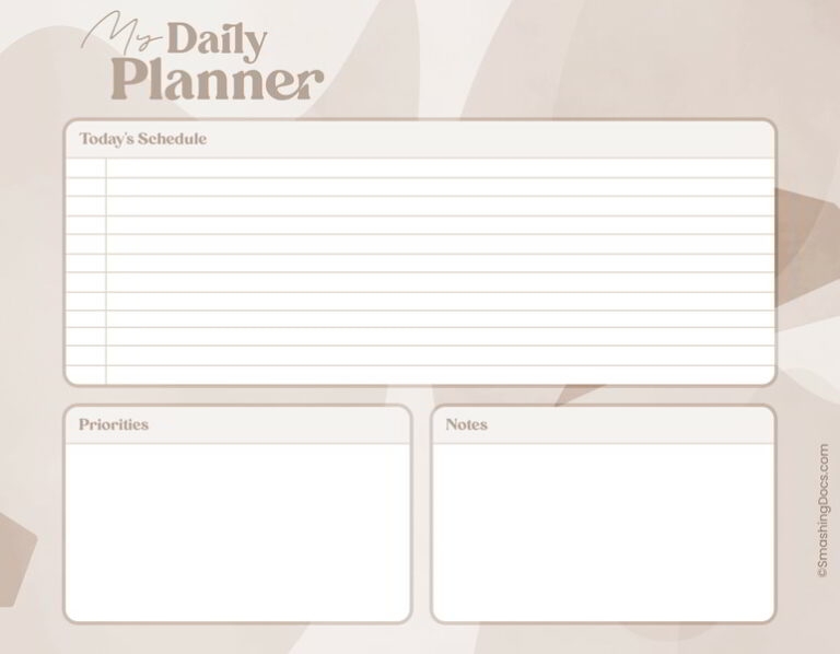 Free Printable Daily Schedule Template SmashingDocs