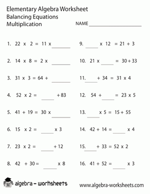 Free Printable Elementary Algebra Worksheets Also Available Online