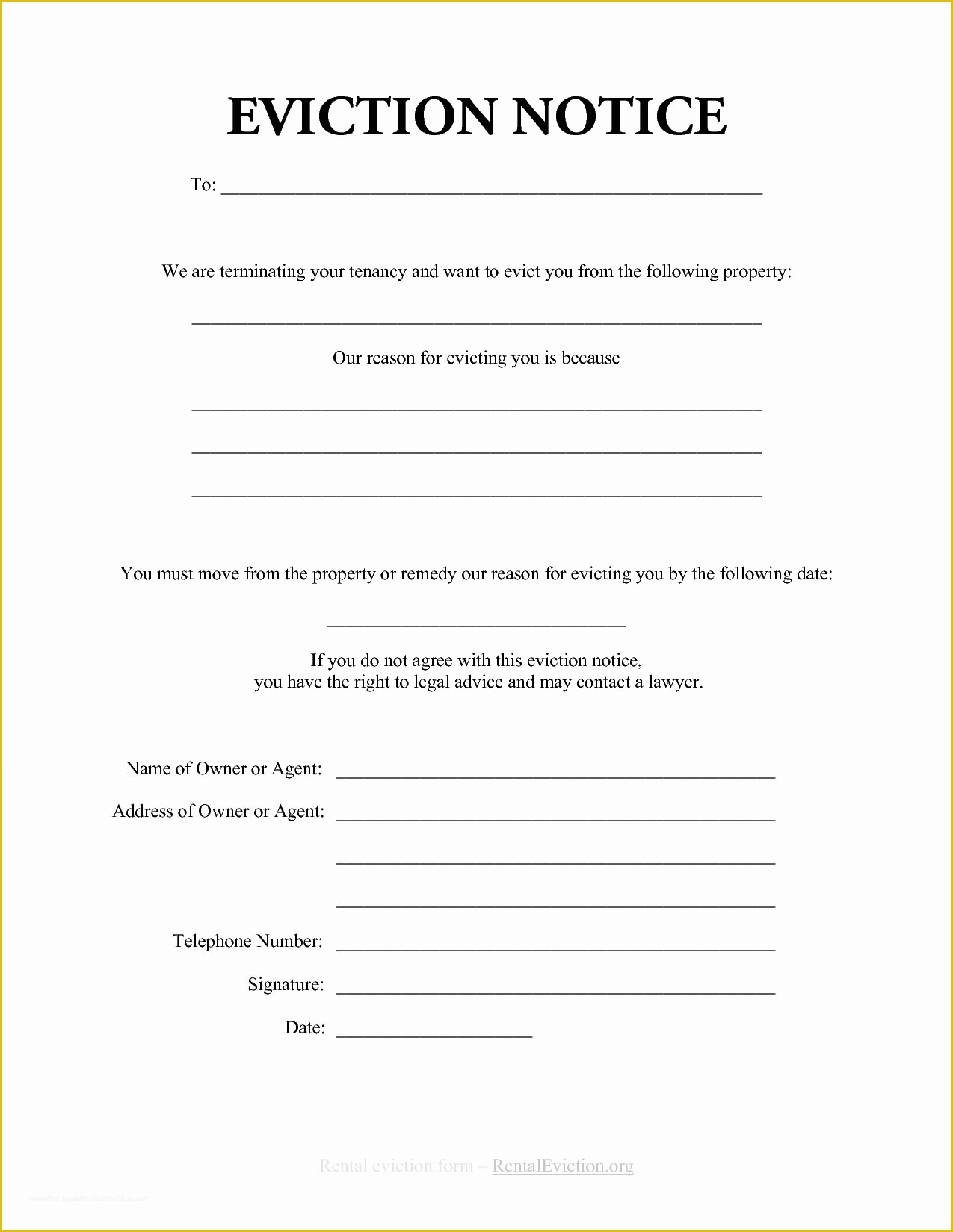 free printable eviction notice template