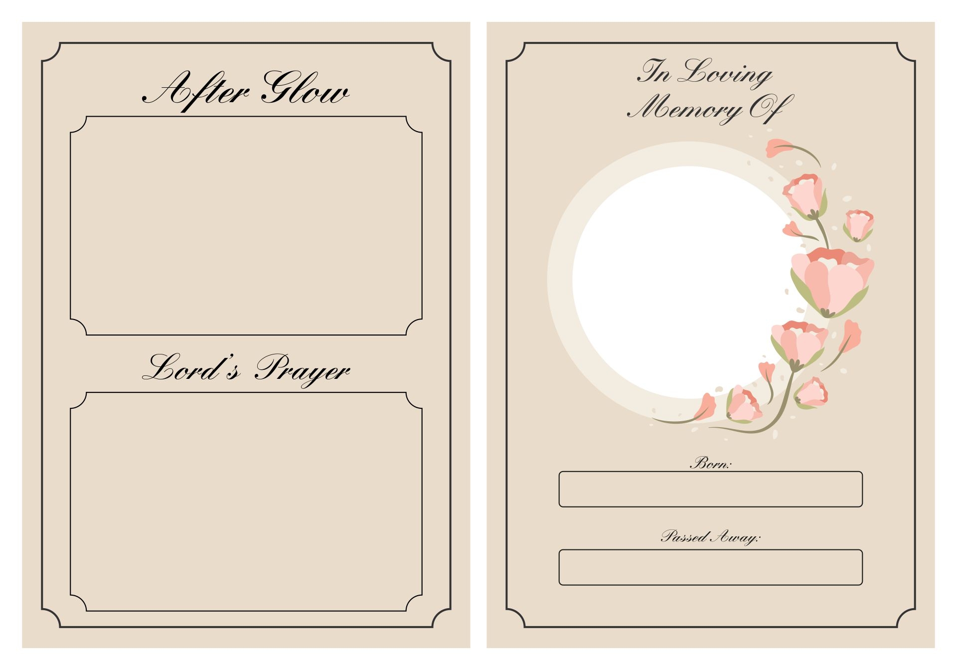 free printable memorial cards for funeral