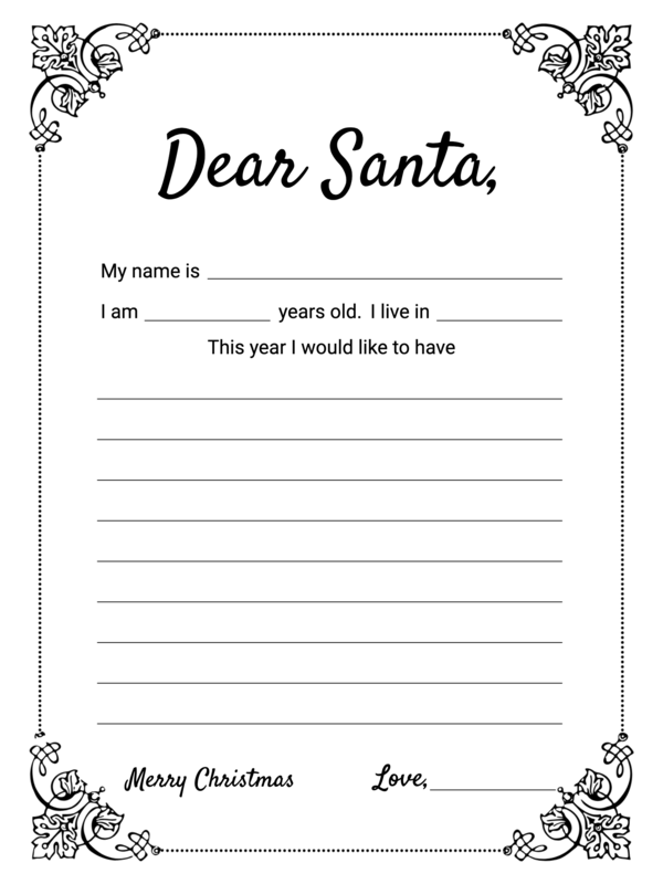 free printable letter to santa template black and white