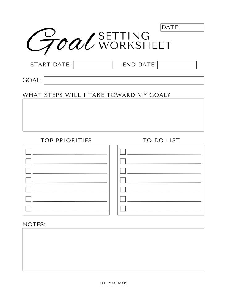 Free Printable Goal Setting Worksheets Aesthetic Goal Planning 