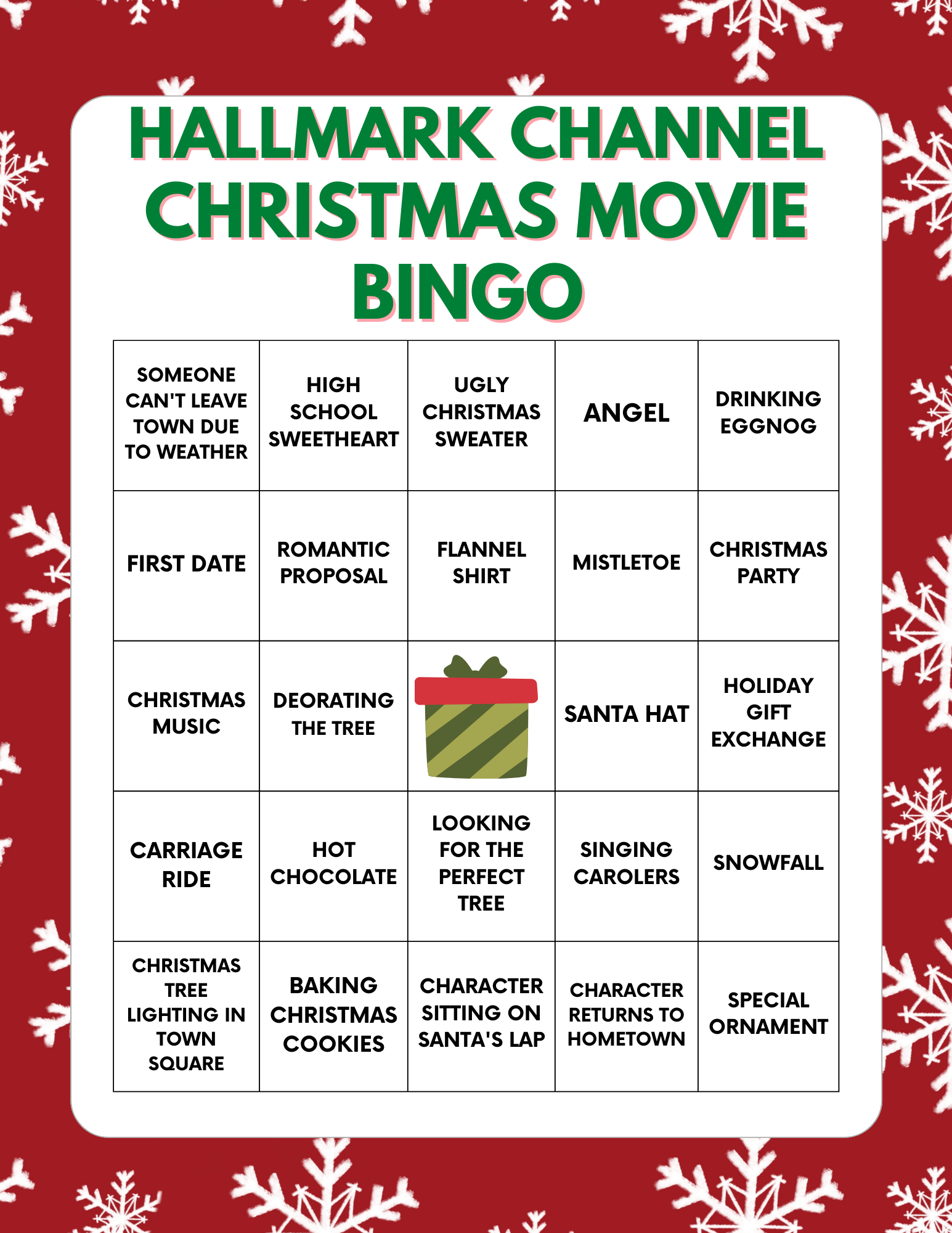 FREE Printable Hallmark Channel Movie Bingo Cards Lola Lambchops